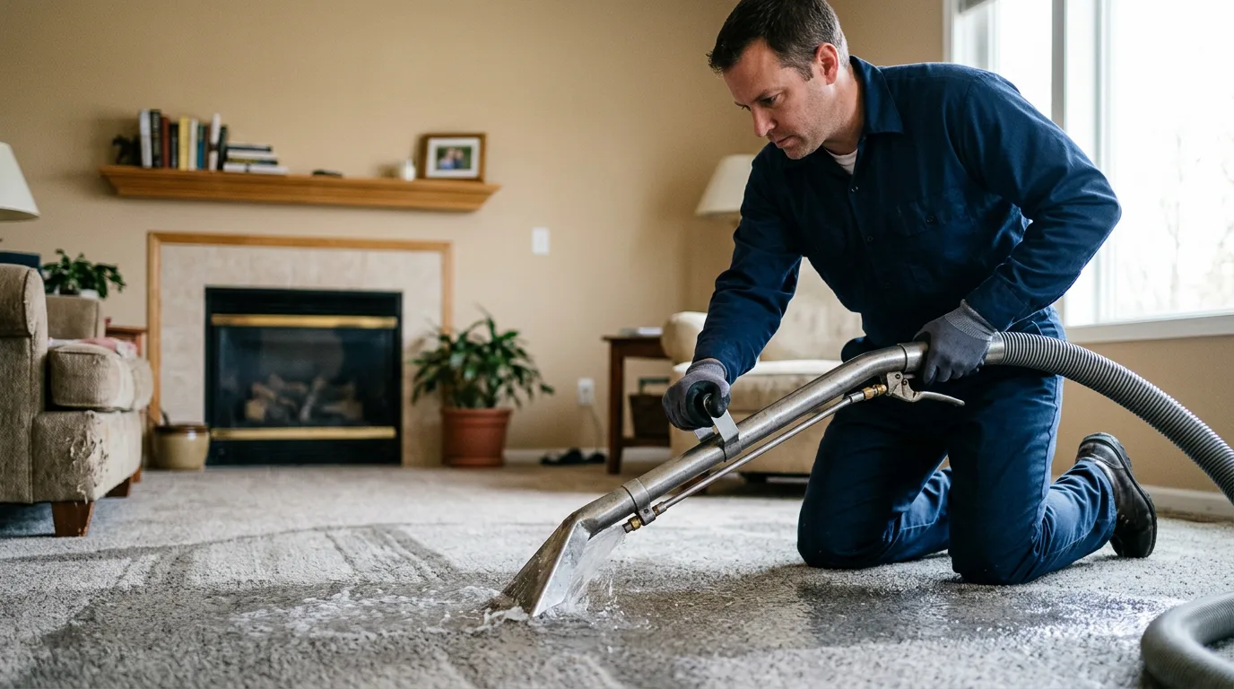 Water damage restoration technician working near Canton, NC